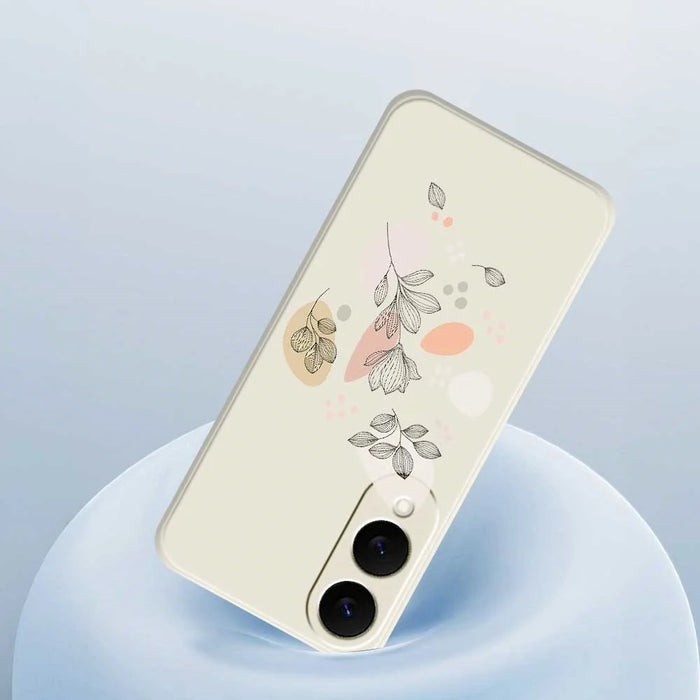 For Samsung Galaxy S25 Edge Case Sketch Leaves Pattern Printing Straight Edge TPU Phone Back Cover - Beige - 5