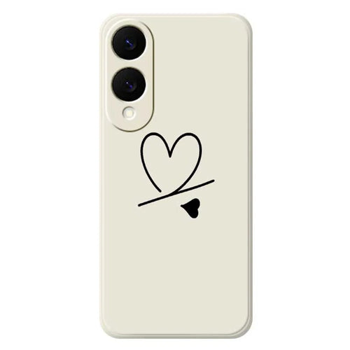 For Samsung Galaxy S25 Edge Case Black Love Pattern Printing Straight Edge TPU Phone Back Cover - Beige - 1