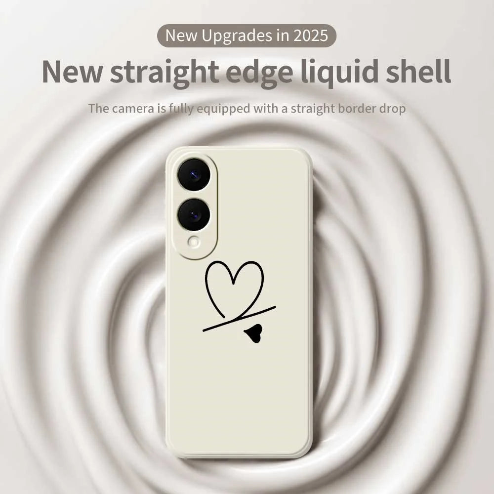 For Samsung Galaxy S25 Edge Case Black Love Pattern Printing Straight Edge TPU Phone Back Cover - Beige - 3