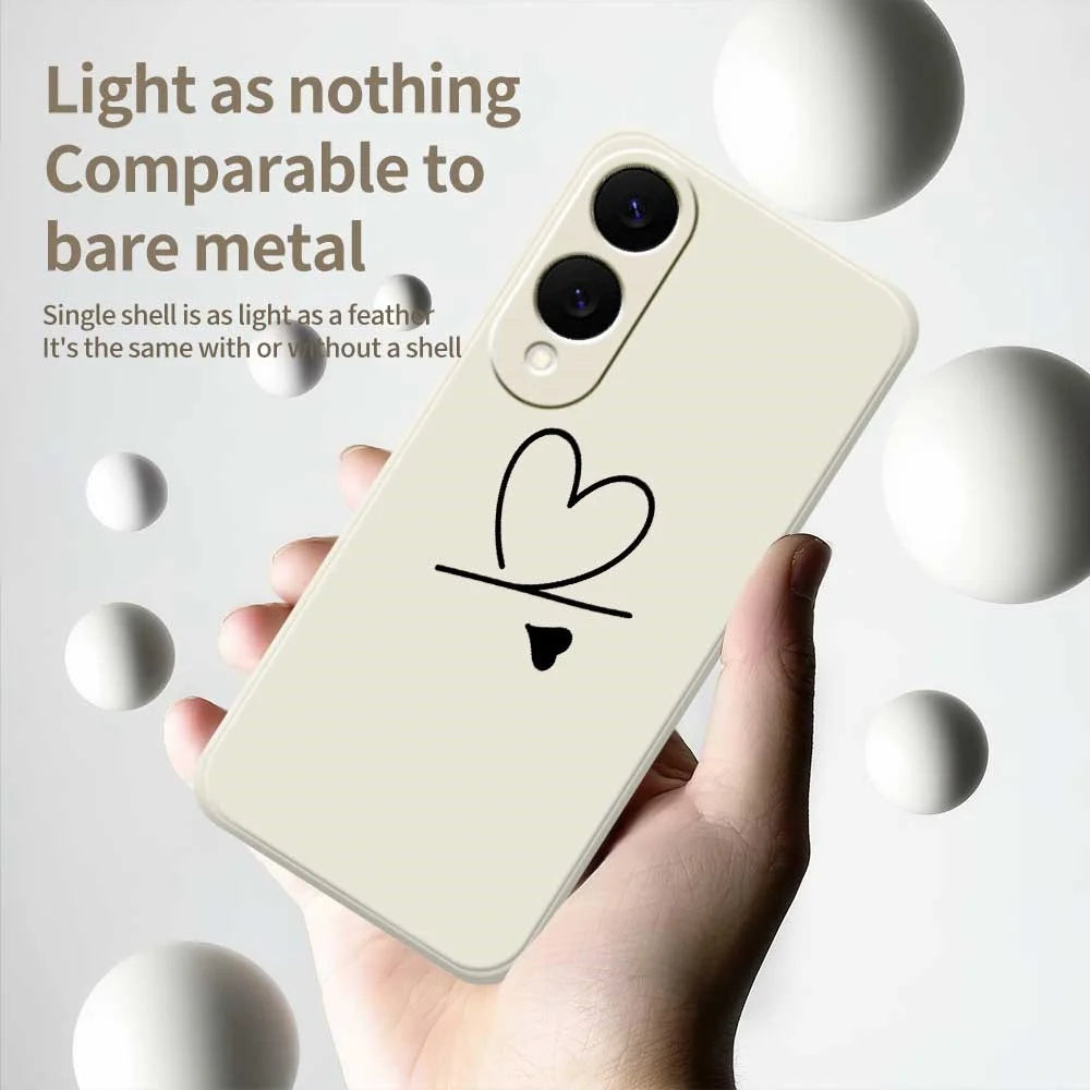 For Samsung Galaxy S25 Edge Case Black Love Pattern Printing Straight Edge TPU Phone Back Cover - Beige - 4