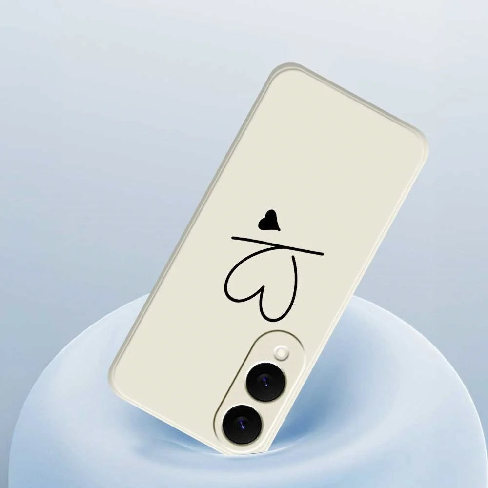 For Samsung Galaxy S25 Edge Case Black Love Pattern Printing Straight Edge TPU Phone Back Cover - Beige - 5