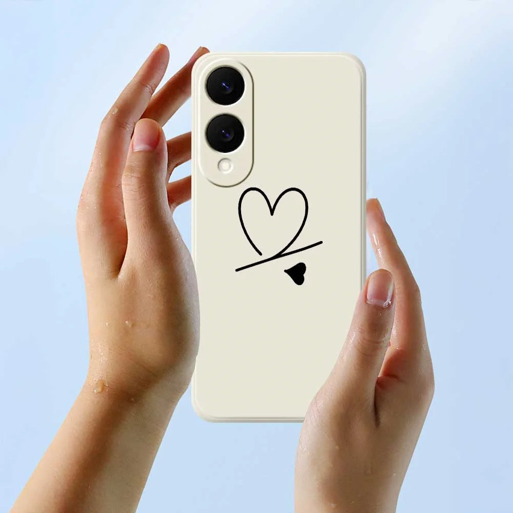 For Samsung Galaxy S25 Edge Case Black Love Pattern Printing Straight Edge TPU Phone Back Cover - Beige - 6