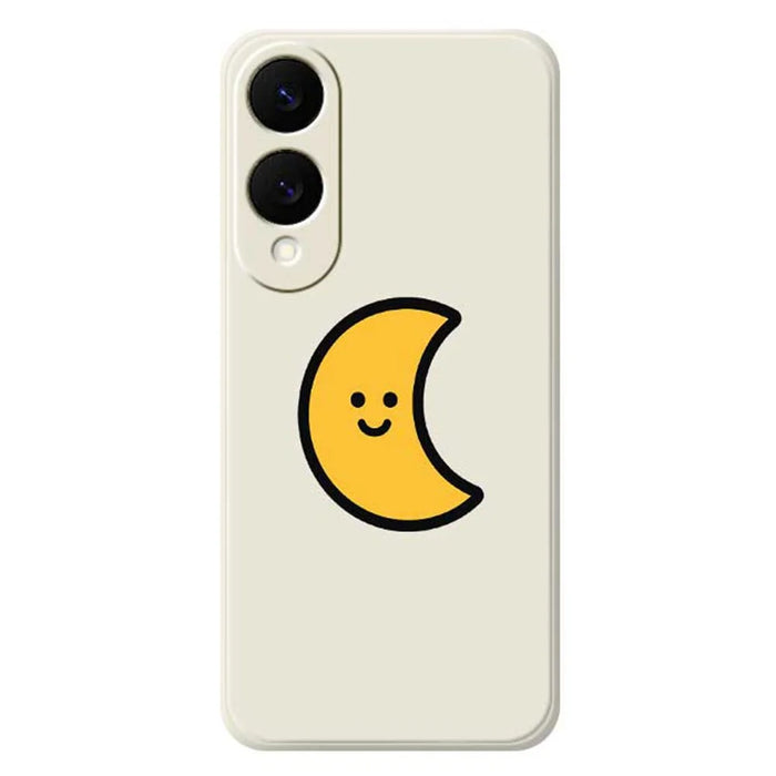 For Samsung Galaxy S25 Edge Case Yellow Moon Pattern Printing Straight Edge TPU Phone Back Cover - Beige - 1