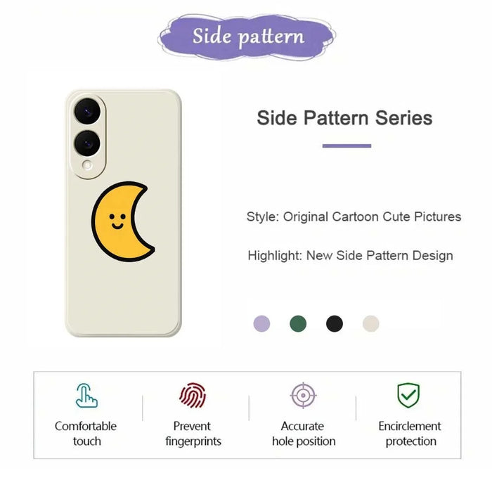 For Samsung Galaxy S25 Edge Case Yellow Moon Pattern Printing Straight Edge TPU Phone Back Cover - Beige - 2