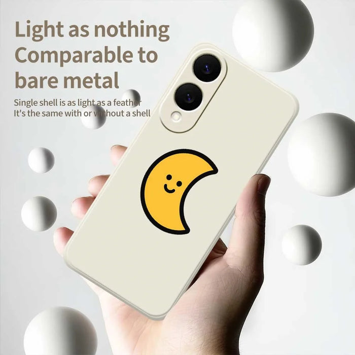 For Samsung Galaxy S25 Edge Case Yellow Moon Pattern Printing Straight Edge TPU Phone Back Cover - Beige - 4