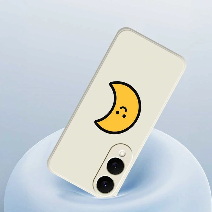 For Samsung Galaxy S25 Edge Case Yellow Moon Pattern Printing Straight Edge TPU Phone Back Cover - Beige - 5