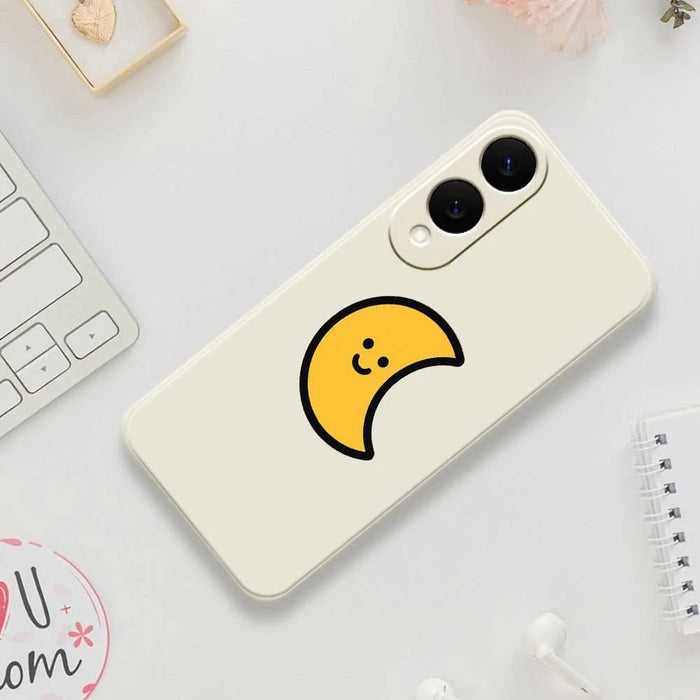 For Samsung Galaxy S25 Edge Case Yellow Moon Pattern Printing Straight Edge TPU Phone Back Cover - Beige - 7
