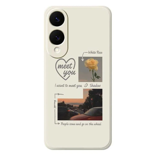 For Samsung Galaxy S25 Edge Case Meet You Photo Pattern Printing Straight Edge TPU Phone Back Cover - Beige - 1