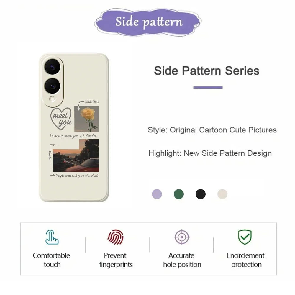 For Samsung Galaxy S25 Edge Case Meet You Photo Pattern Printing Straight Edge TPU Phone Back Cover - Beige - 2