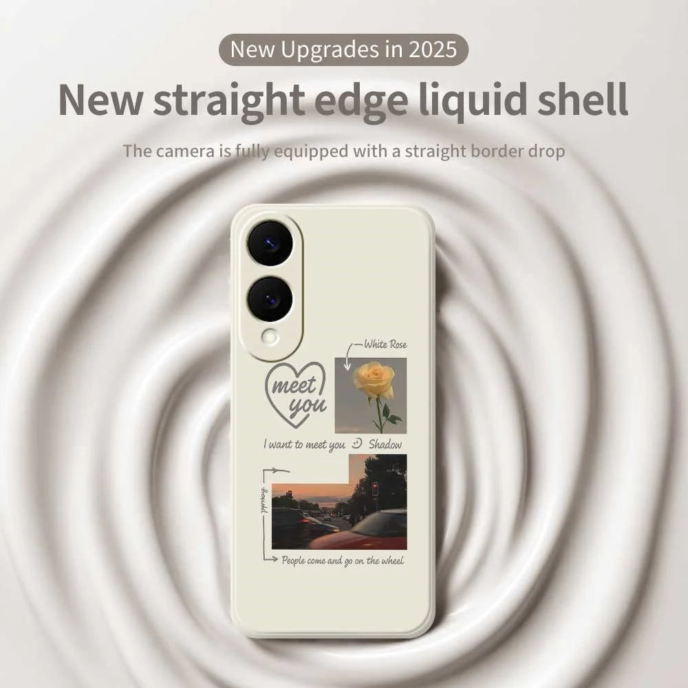 For Samsung Galaxy S25 Edge Case Meet You Photo Pattern Printing Straight Edge TPU Phone Back Cover - Beige - 3