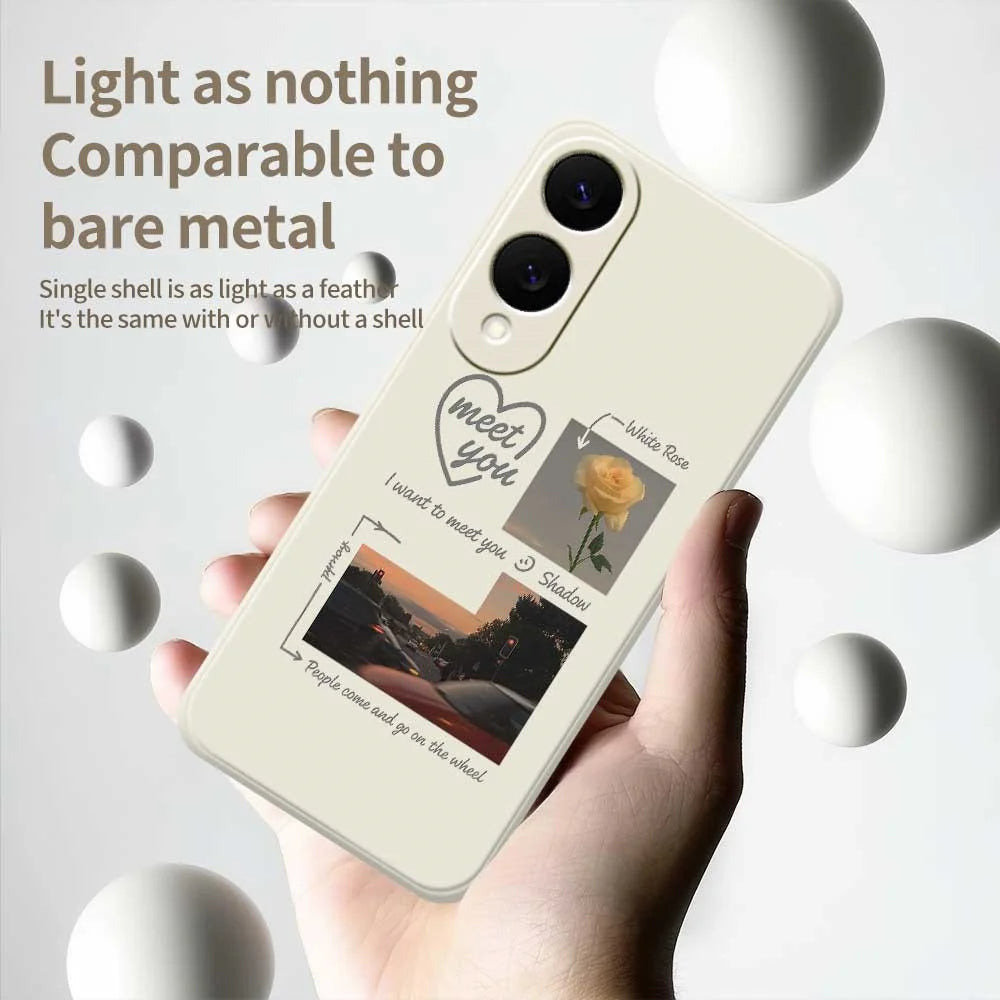 For Samsung Galaxy S25 Edge Case Meet You Photo Pattern Printing Straight Edge TPU Phone Back Cover - Beige - 4