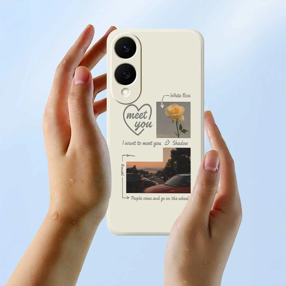 For Samsung Galaxy S25 Edge Case Meet You Photo Pattern Printing Straight Edge TPU Phone Back Cover - Beige - 6
