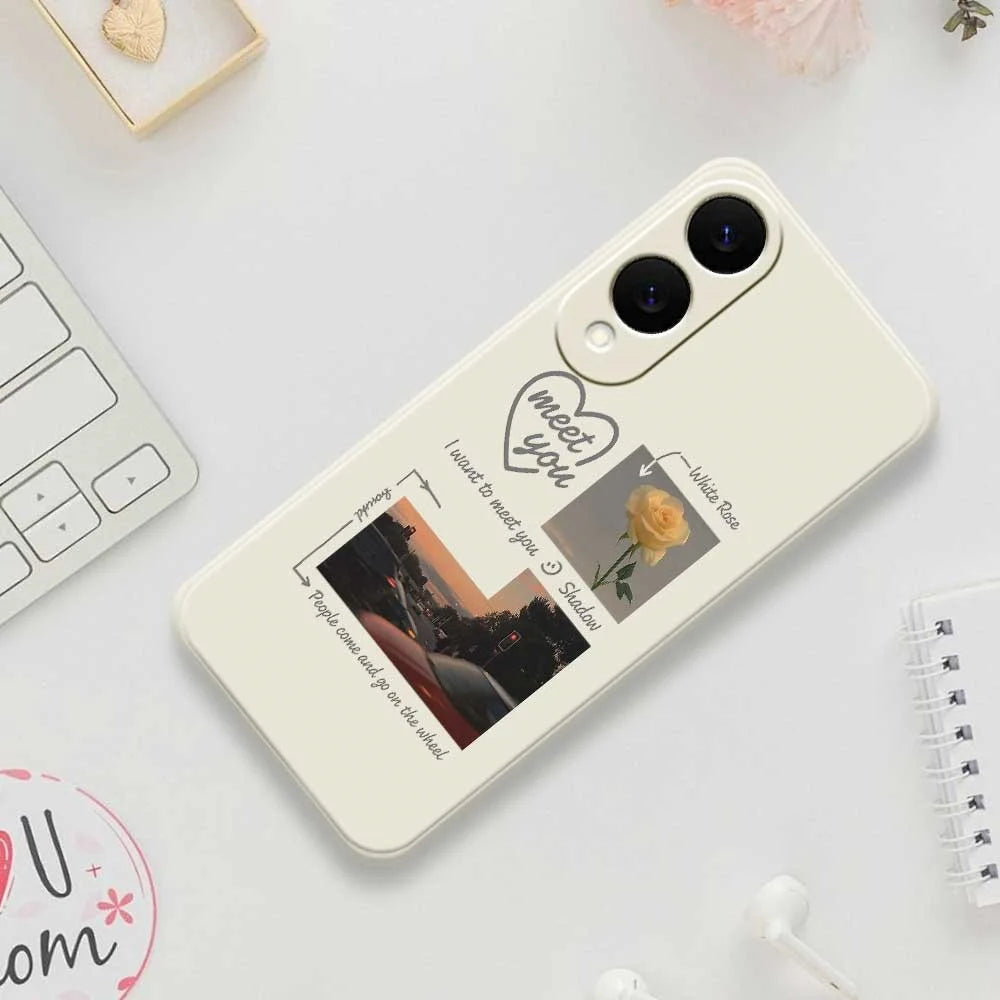 For Samsung Galaxy S25 Edge Case Meet You Photo Pattern Printing Straight Edge TPU Phone Back Cover - Beige - 7