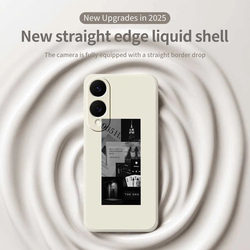 For Samsung Galaxy S25 Edge Case Stitching Photos Pattern Printing Straight Edge TPU Phone Back Cover - Beige - 3