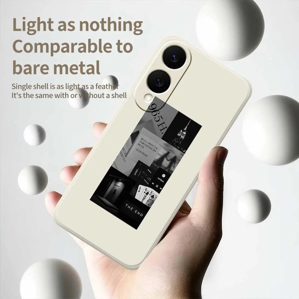 For Samsung Galaxy S25 Edge Case Stitching Photos Pattern Printing Straight Edge TPU Phone Back Cover - Beige - 4