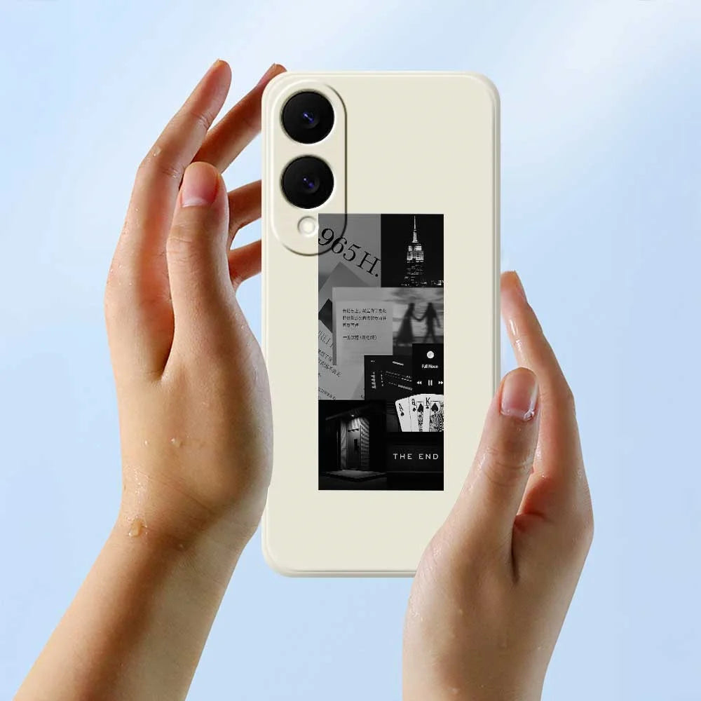 For Samsung Galaxy S25 Edge Case Stitching Photos Pattern Printing Straight Edge TPU Phone Back Cover - Beige - 6