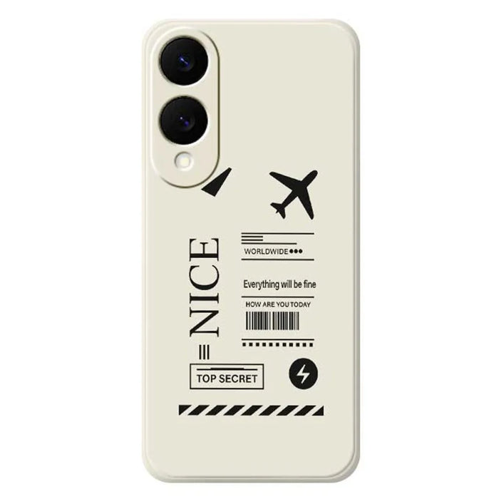 For Samsung Galaxy S25 Edge Case Boarding Ticket Pattern Printing Straight Edge TPU Phone Back Cover - Beige - 1
