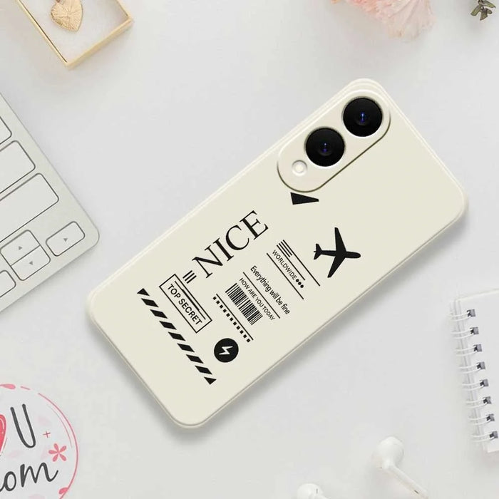 For Samsung Galaxy S25 Edge Case Boarding Ticket Pattern Printing Straight Edge TPU Phone Back Cover - Beige - 7