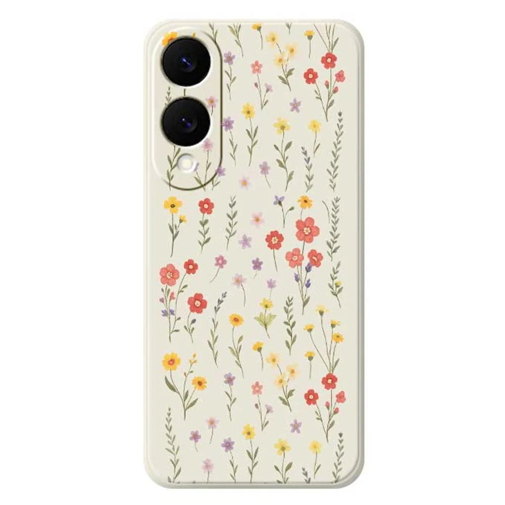 For Samsung Galaxy S25 Edge Case Flowers and Grass Pattern Printing Straight Edge TPU Phone Back Cover - Beige - 1