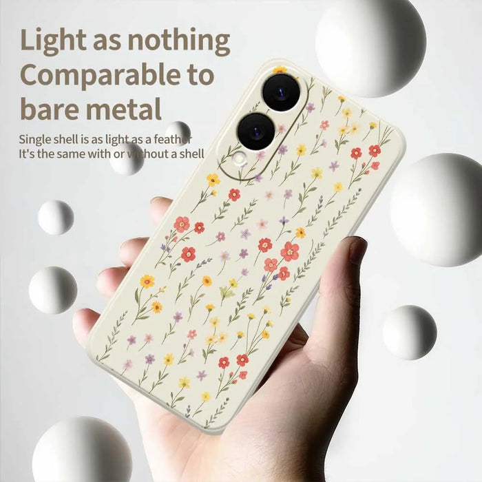 For Samsung Galaxy S25 Edge Case Flowers and Grass Pattern Printing Straight Edge TPU Phone Back Cover - Beige - 4
