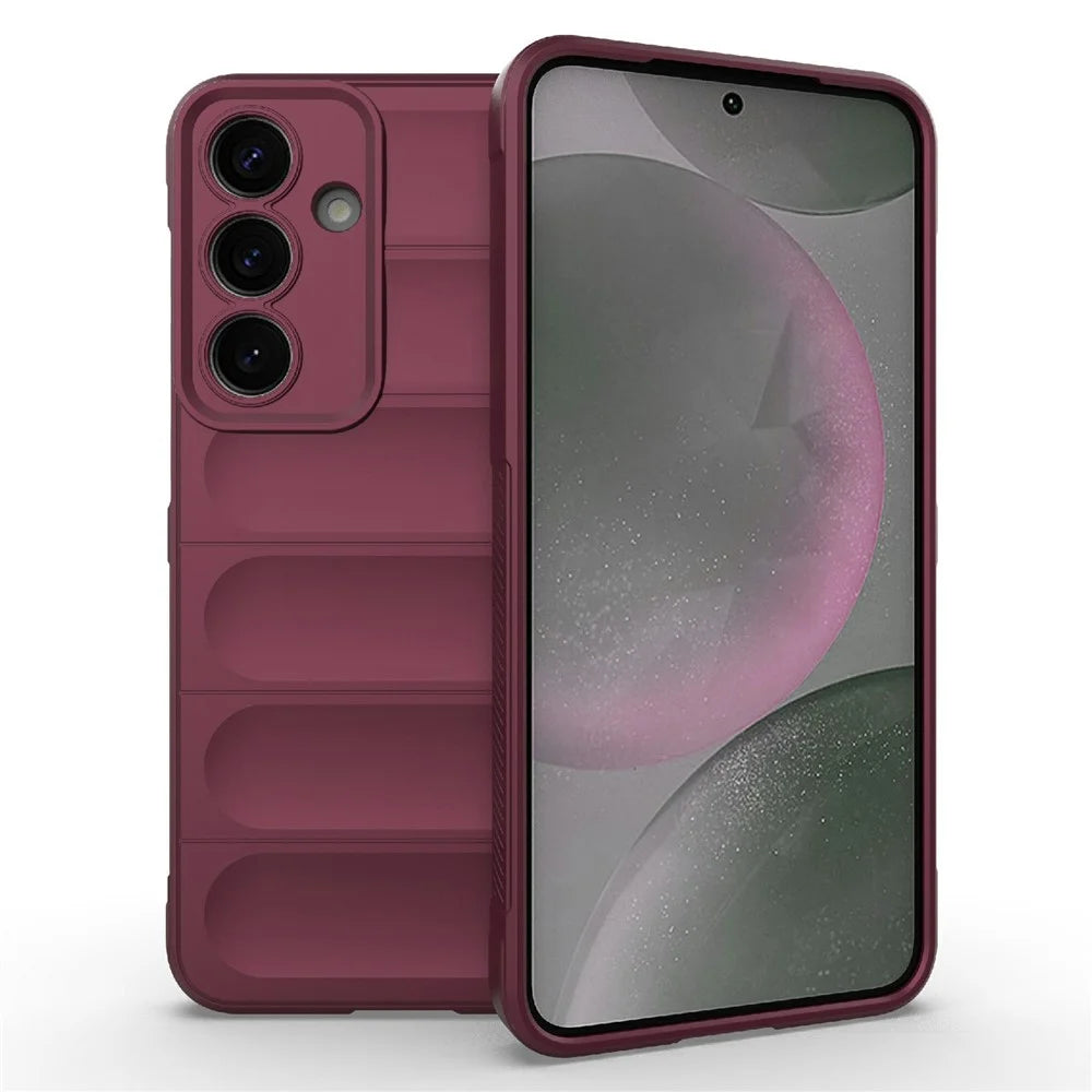 AMORUS For Samsung Galaxy S25+ Case Shockproof Soft TPU Rugged Phone Back Cover - Wine Red - 1