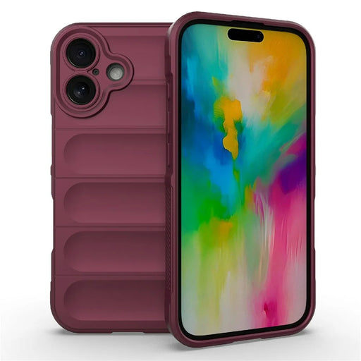 AMORUS For iPhone 16 Plus Case Shockproof Soft TPU Rugged Phone Back Cover - Wine Red - 1
