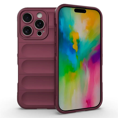 AMORUS For iPhone 16 Pro Case Shockproof Soft TPU Rugged Phone Back Cover - Wine Red - 1