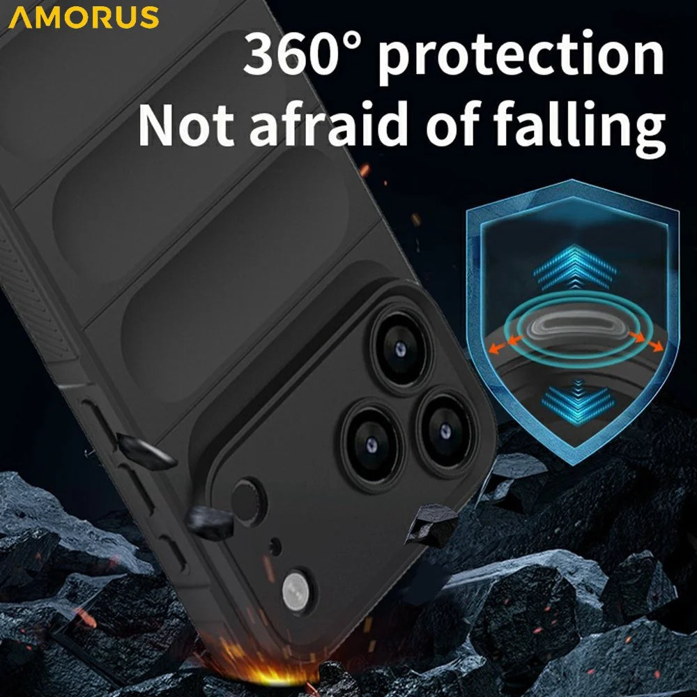 AMORUS For iPhone 18 Pro / 17 Pro Case Shockproof Soft TPU Rugged Phone Back Cover - Black - 3