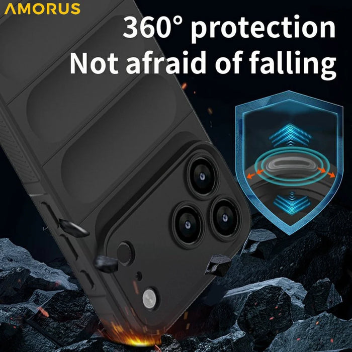 AMORUS For iPhone 18 Pro / 17 Pro Case Shockproof Soft TPU Rugged Phone Back Cover - Black - 3