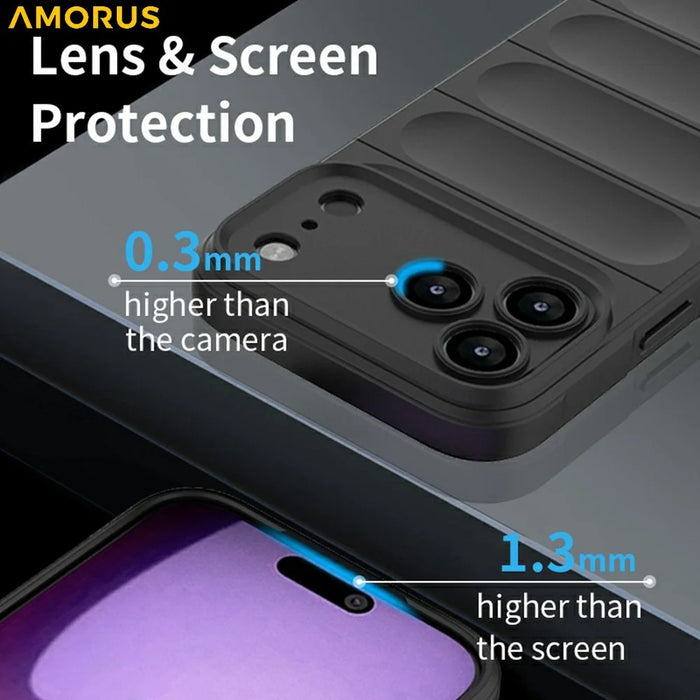 AMORUS For iPhone 18 Pro / 17 Pro Case Shockproof Soft TPU Rugged Phone Back Cover - Black - 6