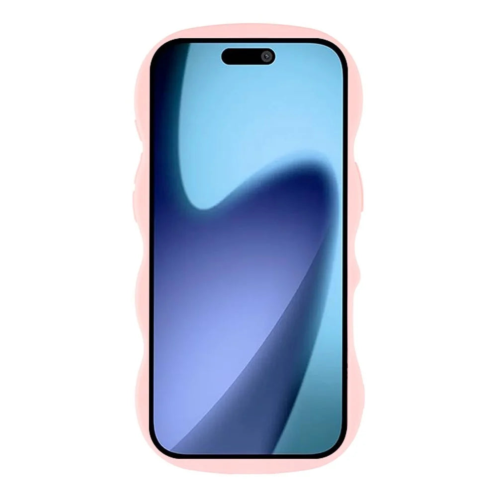 For iPhone Air Case TPU Protective Phone Cover Unique Curly Wave Frame - Pink - 2