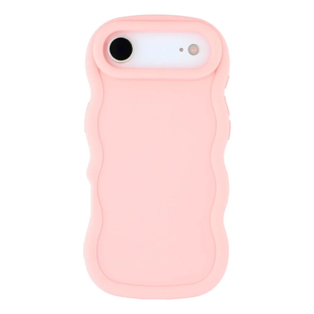 For iPhone Air Case TPU Protective Phone Cover Unique Curly Wave Frame - Pink - 3