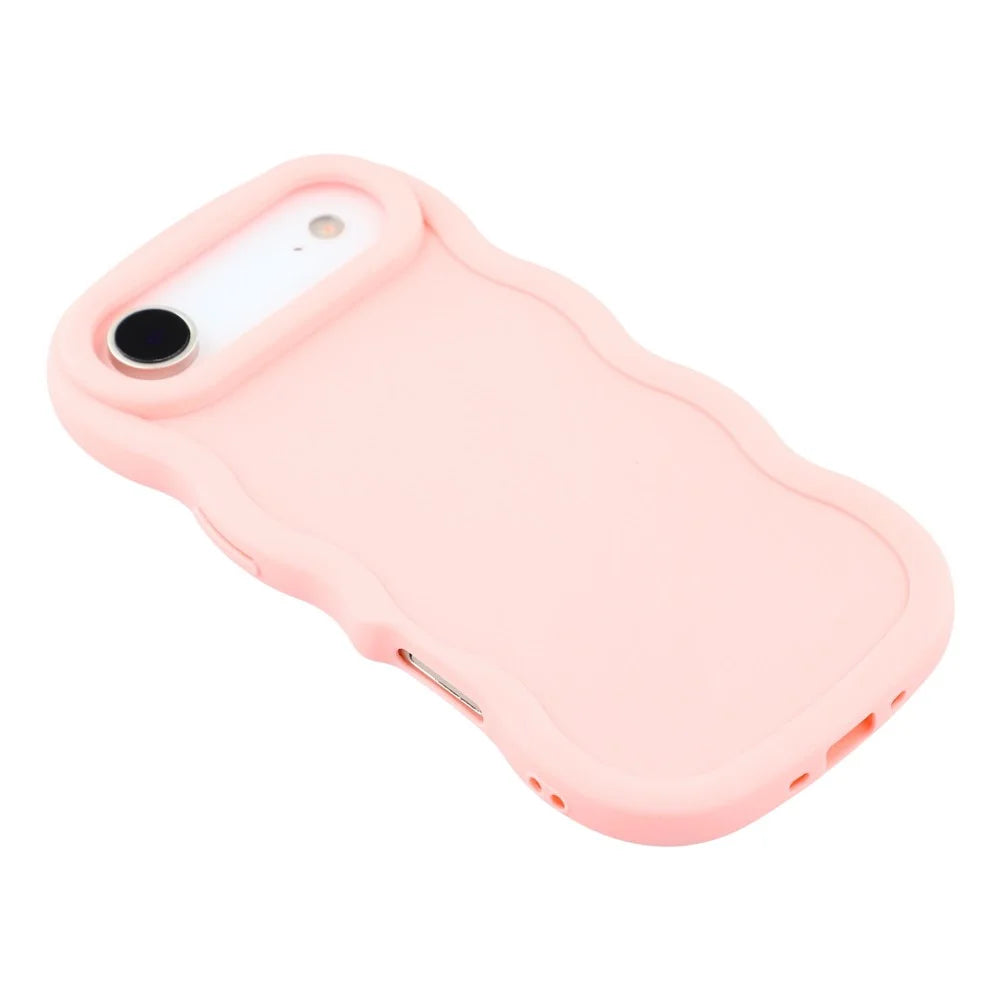 For iPhone Air Case TPU Protective Phone Cover Unique Curly Wave Frame - Pink - 4