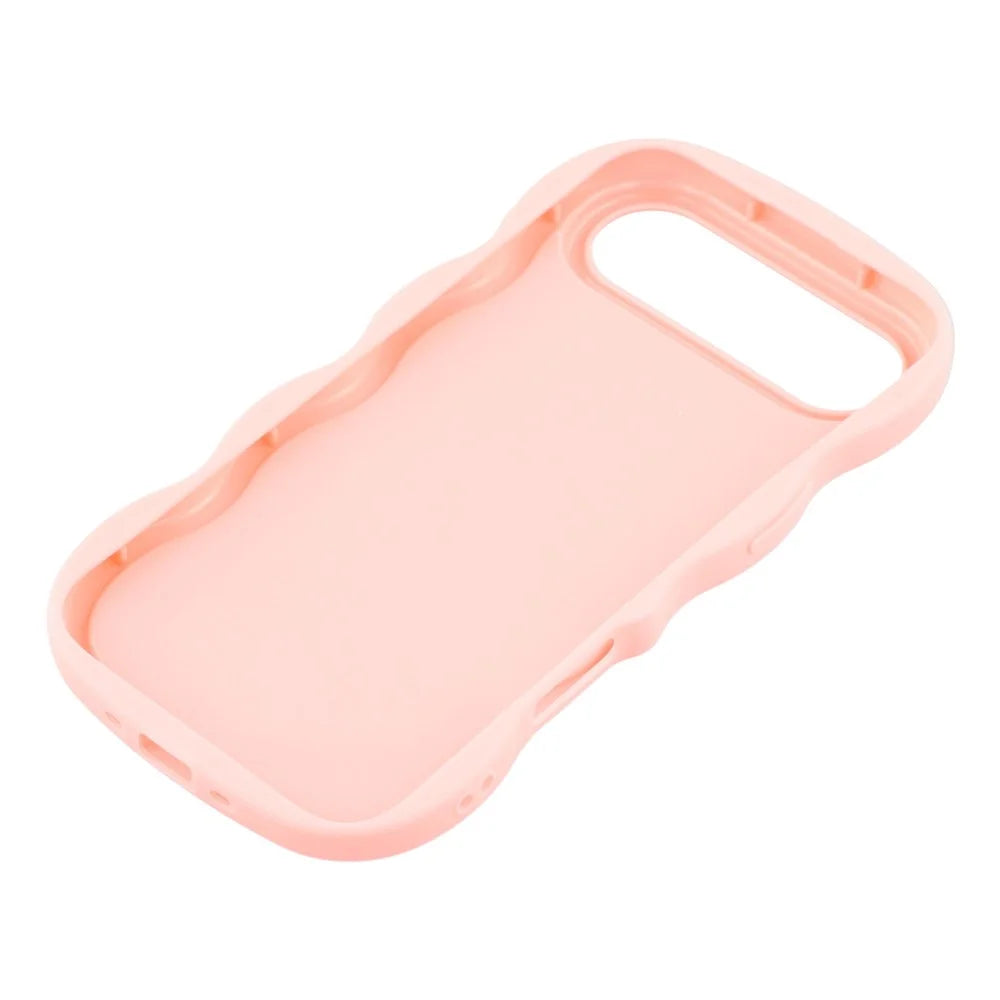 For iPhone Air Case TPU Protective Phone Cover Unique Curly Wave Frame - Pink - 6