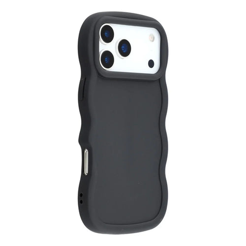 For iPhone 17 Pro Max Case TPU Protective Phone Cover Unique Curly Wave Frame - Black - 1