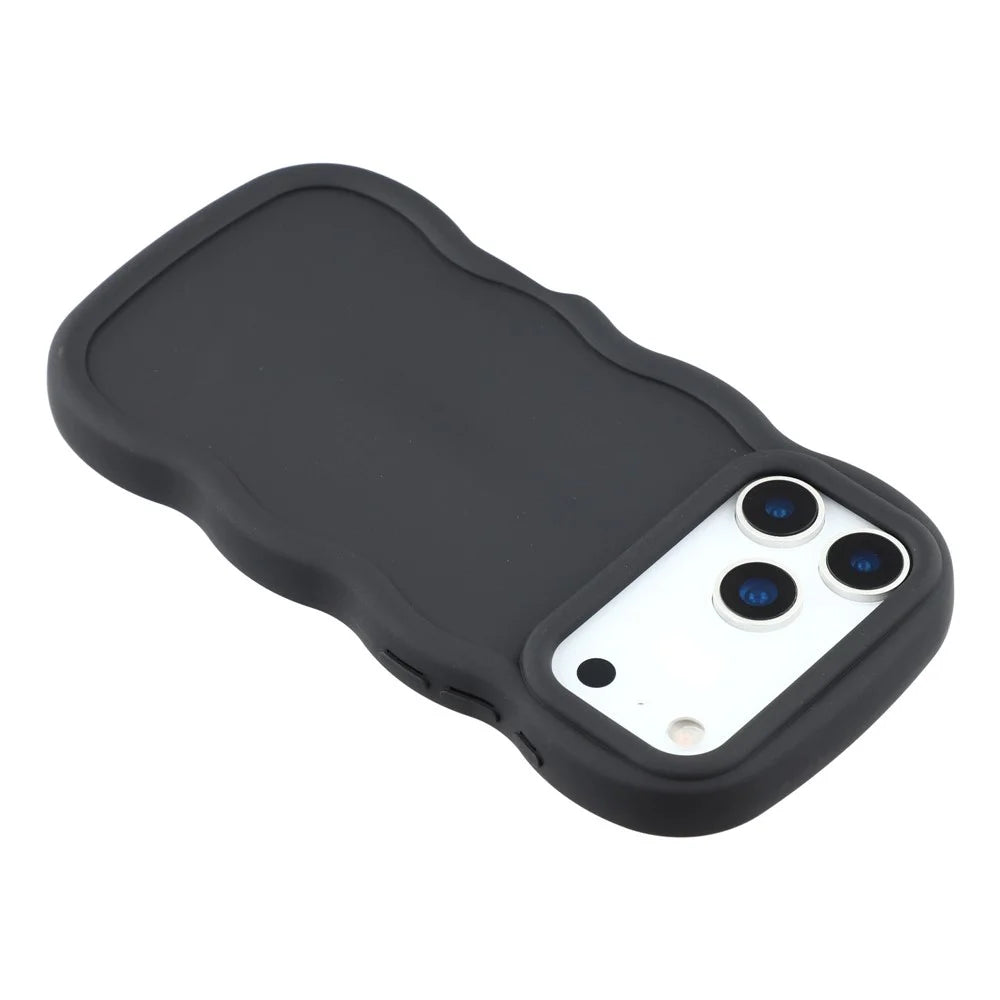 For iPhone 17 Pro Max Case TPU Protective Phone Cover Unique Curly Wave Frame - Black - 5
