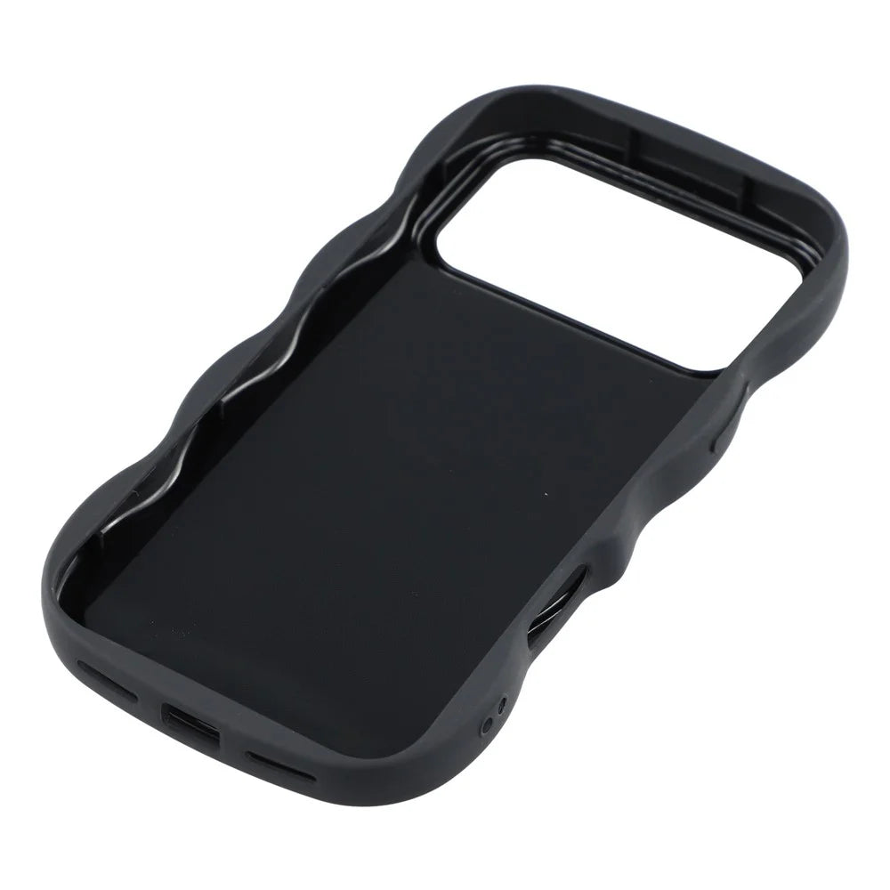 For iPhone 17 Pro Max Case TPU Protective Phone Cover Unique Curly Wave Frame - Black - 6