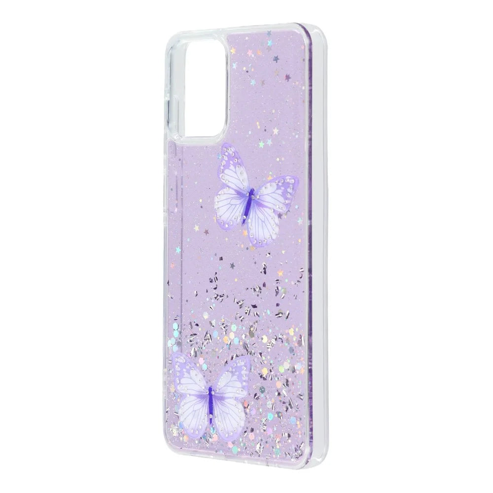 For Samsung Galaxy A08 5G / A08 4G / A07 4G Case Epoxy PVC Butterfly TPU Aesthetics Phone Cover - Purple - 2