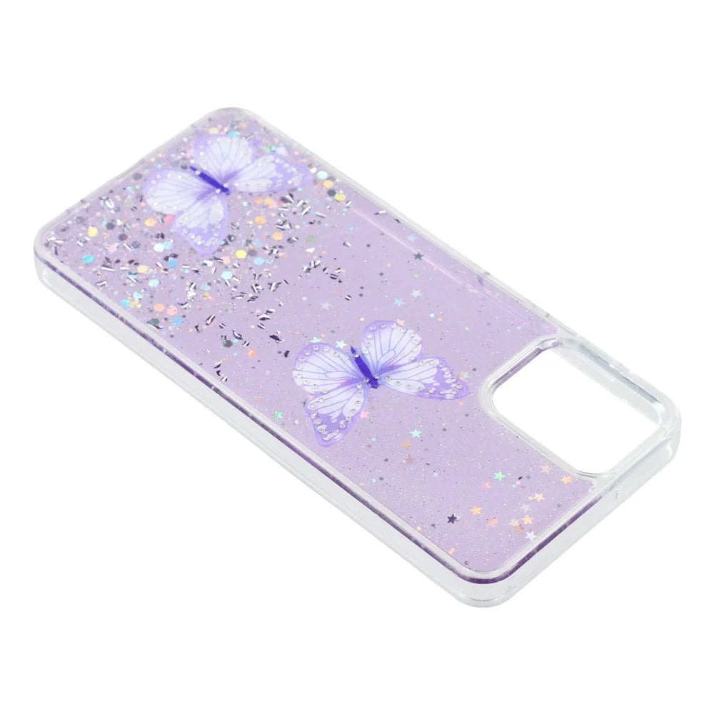 For Samsung Galaxy A08 5G / A08 4G / A07 4G Case Epoxy PVC Butterfly TPU Aesthetics Phone Cover - Purple - 4