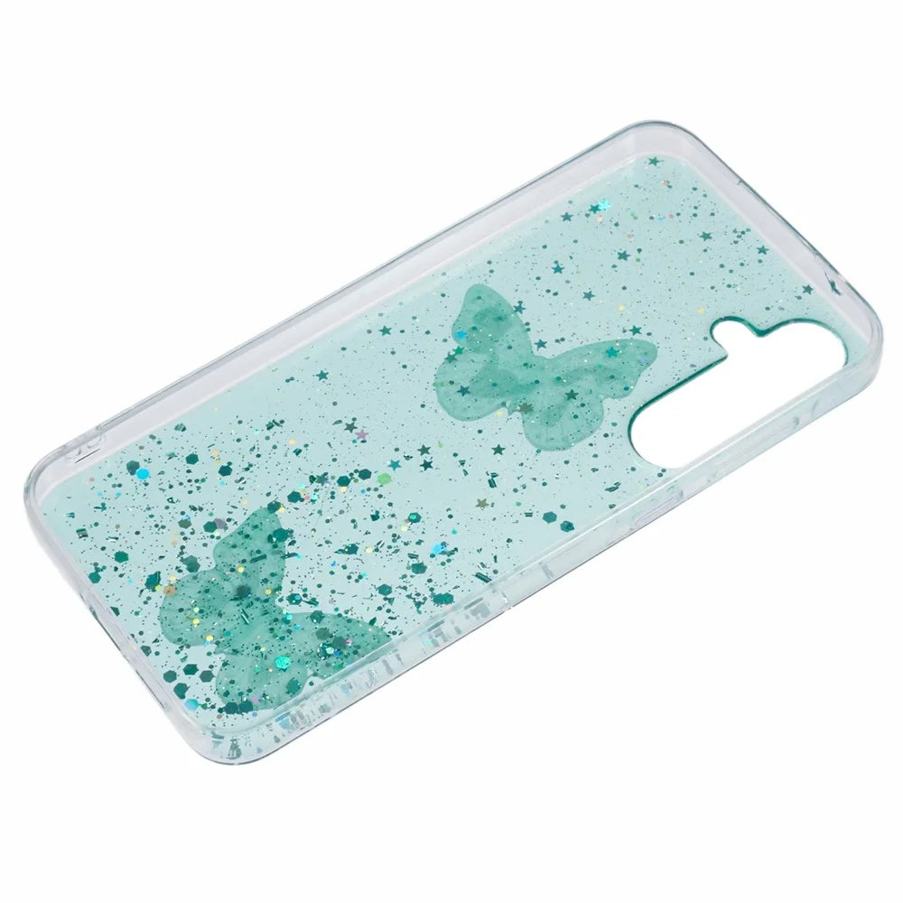 For Samsung Galaxy A18 5G / A18 4G / A17 5G / A17 4G Case Epoxy PVC Butterfly TPU Aesthetics Phone Cover - Green - 2
