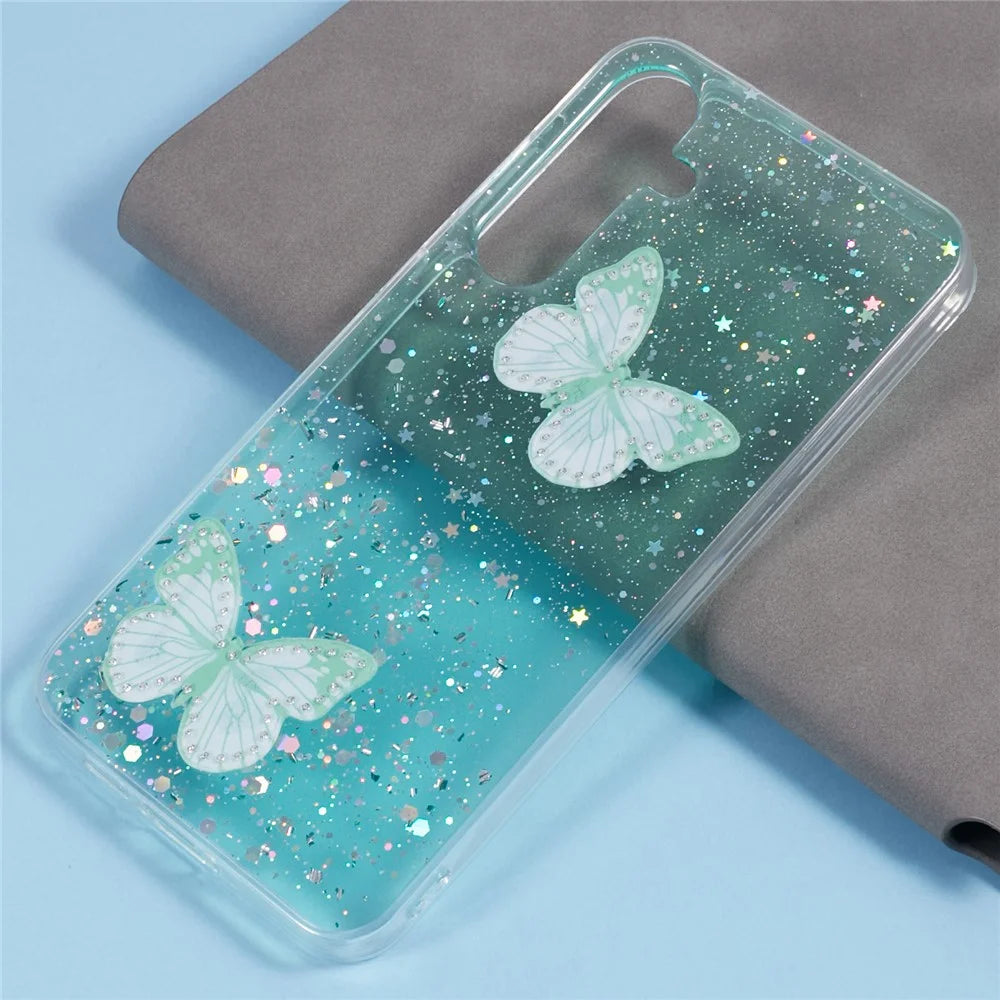 For Samsung Galaxy A18 5G / A18 4G / A17 5G / A17 4G Case Epoxy PVC Butterfly TPU Aesthetics Phone Cover - Green - 3