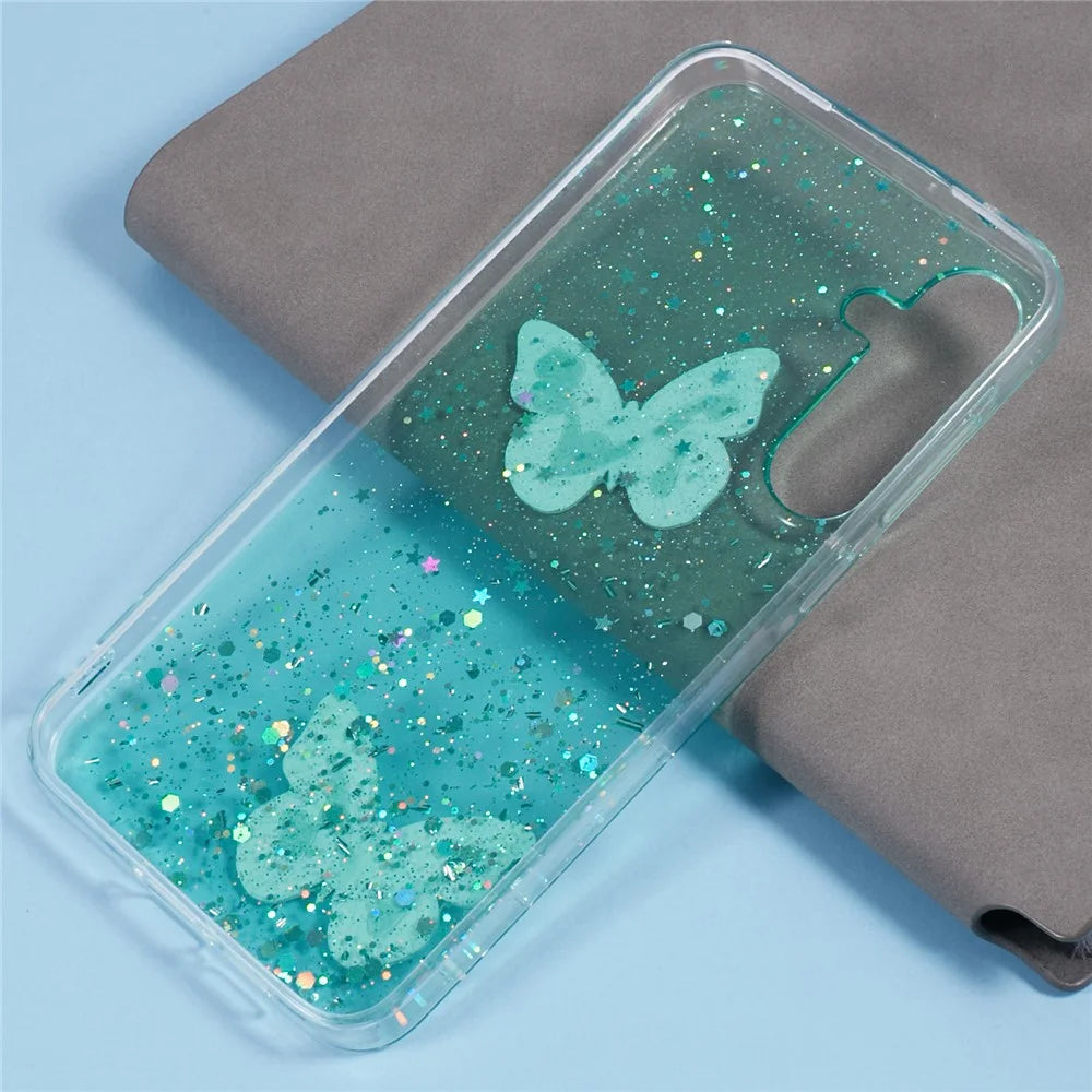 For Samsung Galaxy A18 5G / A18 4G / A17 5G / A17 4G Case Epoxy PVC Butterfly TPU Aesthetics Phone Cover - Green - 4