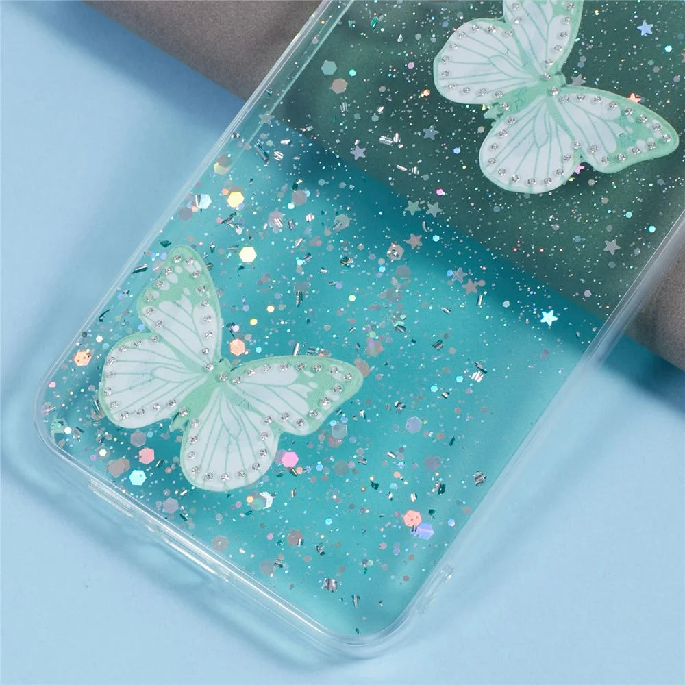 For Samsung Galaxy A18 5G / A18 4G / A17 5G / A17 4G Case Epoxy PVC Butterfly TPU Aesthetics Phone Cover - Green - 5