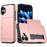AMORUS For iPhone 16 Case with Sliding Card Holder PC TPU Phone Back Cover - Rose Gold - 1