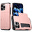 AMORUS For iPhone 16 Pro Max Case with Sliding Card Holder PC TPU Phone Back Cover - Rose Gold - 1
