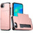 AMORUS For iPhone 17e / 16e Case with Sliding Card Holder PC TPU Phone Back Cover - Rose Gold - 1