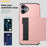 AMORUS For iPhone 17 Case with Sliding Card Holder PC TPU Phone Back Cover - Rose Gold - 2