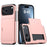 AMORUS For iPhone 18 Pro Max / 17 Pro Max Case with Sliding Card Holder PC TPU Phone Back Cover - Rose Gold - 1