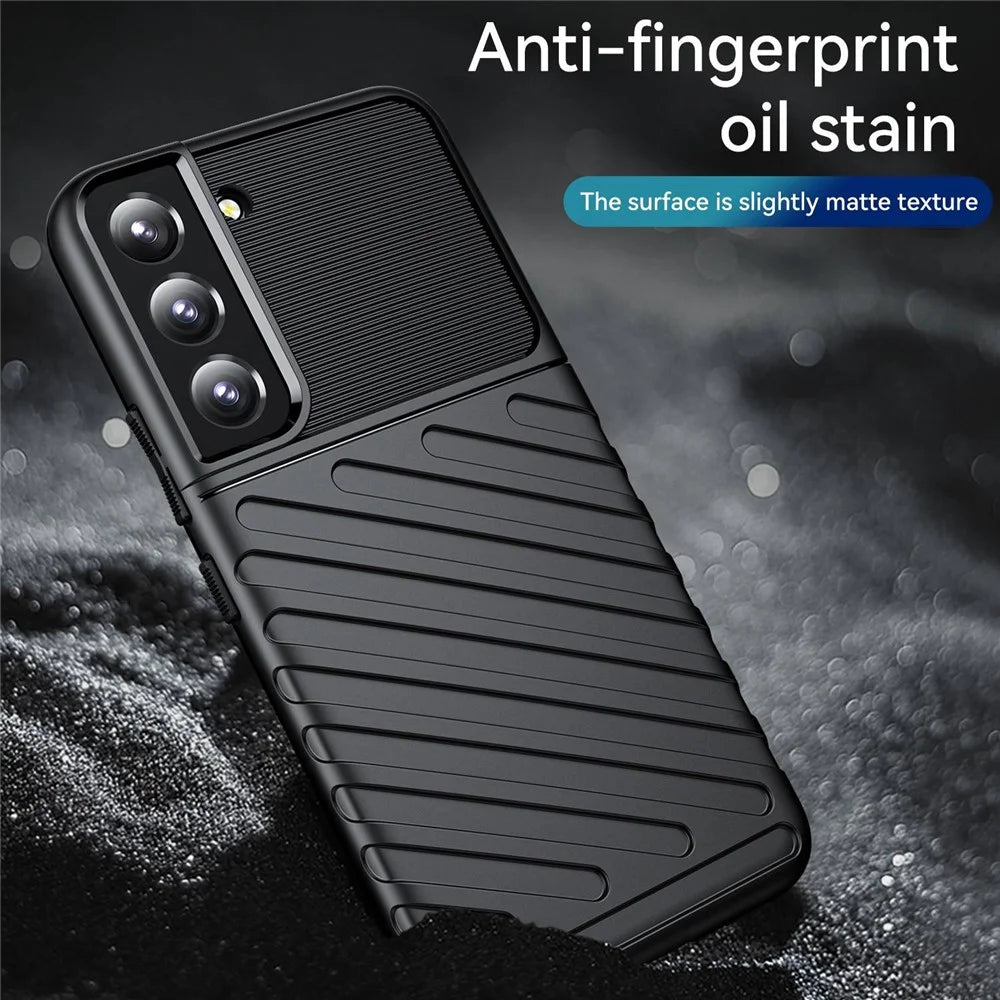 Thunder Series Twill Texture Phone Case for Samsung Galaxy S23 Shockproof Case Anti-Fingerprint Scratch Resistant Thickened TPU Cover - Black - 5