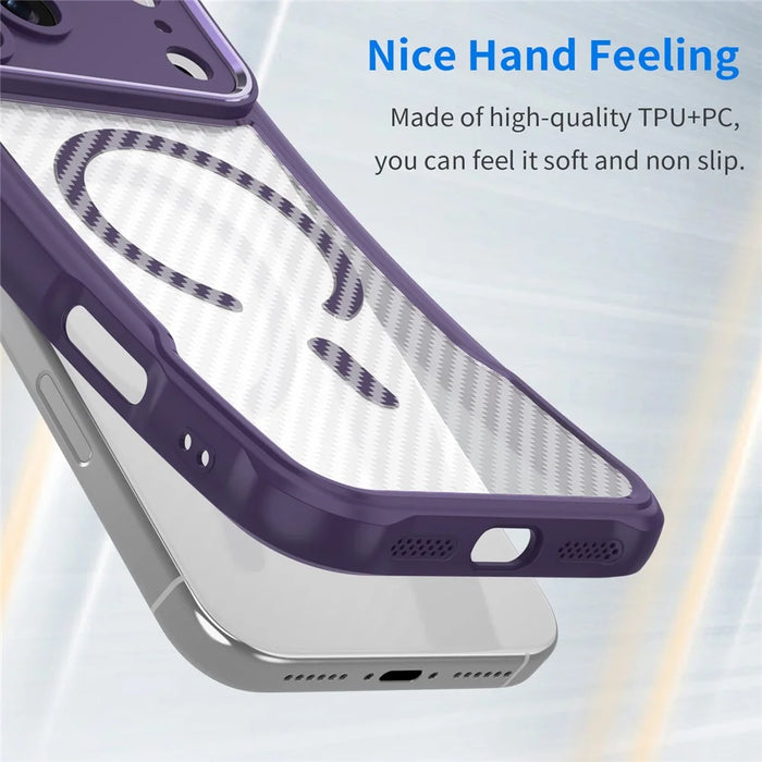 For iPhone 17 Pro Case Compatible with MagSafe Carbon Fiber Textured Hybrid Phone Cover - Purple - 2